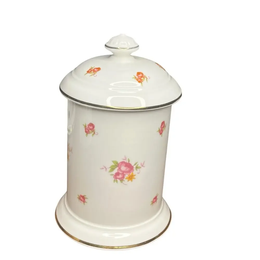 Laura Ashley Parfums Fine Bone China 3 Piece Bathroom Set Soap Dish Jar Floral